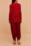 Mishru Red coral embroidered kurta set Online Shopping