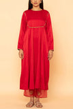 Taar Red cotton silk kurta set Online Shopping