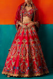 Aman Takyar Red embroidered lehenga set Online Shopping