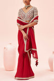 Bhumika Sharma Red embroidered sari set Online Shopping