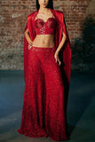 Asaga Red embroidered sharara set Online Shopping