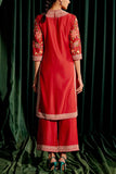 Chandrima Red floral embroidered kurta set Online Shopping