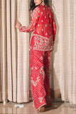 Sanya Gulati Red floral embroidered kurta set Online Shopping