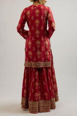 Gopi Vaid Red floral print embroidered sharara set Online Shopping