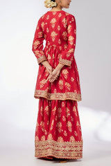 Gopi Vaid Red floral printed sharara set Online Shopping