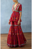 Torani Red floral printed sharara set Online Shopping