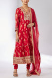 Gopi Vaid Red floral printed tiered kurta set Online Shopping