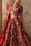 Ridhi Mehra Red ochre printed lehenga set Online Shopping