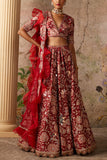 Ridhi Mehra Red ochre printed lehenga set Online Shopping