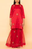 Taar Red peacock embroidered gharara set Online Shopping