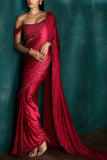 Sawan Gandhi Red sequins embroidered sari set Online Shopping