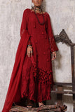 Iqbal Hussain Red tasselled kurta and crushed skirt set Online Shopping