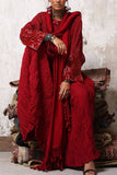 Iqbal Hussain Red tasselled kurta and crushed skirt set Online Shopping