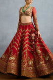 Torani Red zari embroidery lehenga set Online Shopping