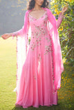 Dolly J Rose pink floral embroidery kurta sharara set Online Shopping