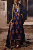 Iqbal Hussain Royal blue motif embroidered kurta set Online Shopping