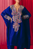 Mrunalini Rao Royal blue paisley embroidered kurta set Online Shopping