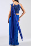 Rabani and Rakha Royal blue pre-draped sari set Online Shopping