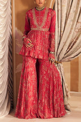 Ridhi Mehra Royal fuchsia floral printed gharara set Online Shopping