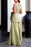 Sanya Gulati Sage green embroidered peplum and sharara Online Shopping