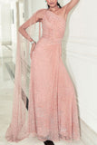 Rohit Gandhi + Rahul Khanna Salmon pink tonal sequin embroidery gown sari Online Shopping