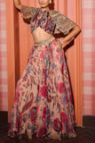 Mahima Mahajan Sand floral and leaf printed sharara set Online Shopping