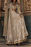 Iqbal Hussain Silver embroidered jacket and gota lehenga set Online Shopping