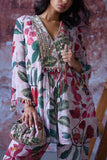 Mahima Mahajan Soft pink floral printed embroidered kurta set Online Shopping