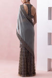 Esha Sethi Thirani Steel grey embroidered skirt sari set Online Shopping