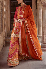 Kalista Tangerine printed sharara set Online Shopping