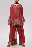 Iqbal Hussain Watermelon floral embroidered short kurta set Online Shopping