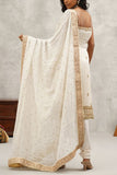 Kapda Dori White floral embroidered banarasi kurta set Online Shopping