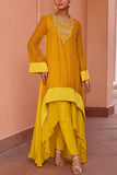 Isha Gupta Tayal Yellow bandhani printed layered kurta set Online Shopping