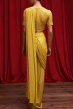 Itrh Yellow crystal ruched skirt sari set Online Shopping