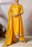 Masaba Yellow fish foil printed gathered kurta set Online Shopping