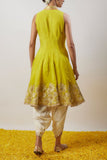 Gopi Vaid Yellow floral embroidered flared kurta set Online Shopping