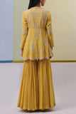 Sue Mue Yellow floral embroidered gharara set Online Shopping