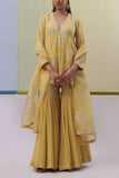 Sue Mue Yellow floral embroidered gharara set Online Shopping