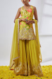 Gopi Vaid Yellow floral embroidered sharara set Online Shopping