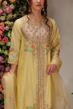 Preeti S Kapoor Yellow floral embroidery short kurta set Online Shopping