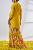 Gopi Vaid Yellow floral printed sharara set Online Shopping