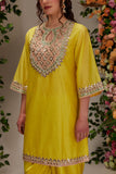 Preeti S Kapoor Yellow gota and pearl embellished kurta set Online Shopping