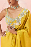 Bhumika Sharma Yellow paisley embroidered sari set Online Shopping