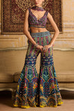 DiyaRajvvir Teal printed sharara set Online Shopping