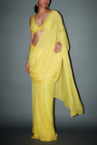 Itrh Yellow pre-draped sari set Online Shopping