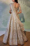 Cedar and Pine Grey mirror hand embroidery lehenga set Online Shopping