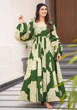 Festive Mehendi Green Digital Print Muslin Silk Anarkali Set Online Shopping