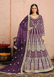 Festive Purple Embroidered Net Anarkali Kurta Set Online Shopping