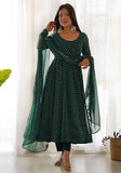 Festive Green Printed Georgette Anarkali Set Online Shopping