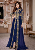 Festive Blue Zari Embroidered Georgette Kurta Set Online Shopping